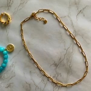 18k Gold Plated Paperclip Link Gold Necklace